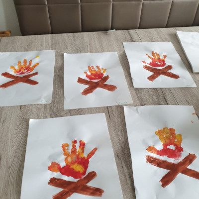 Handabdruckbild Feuer